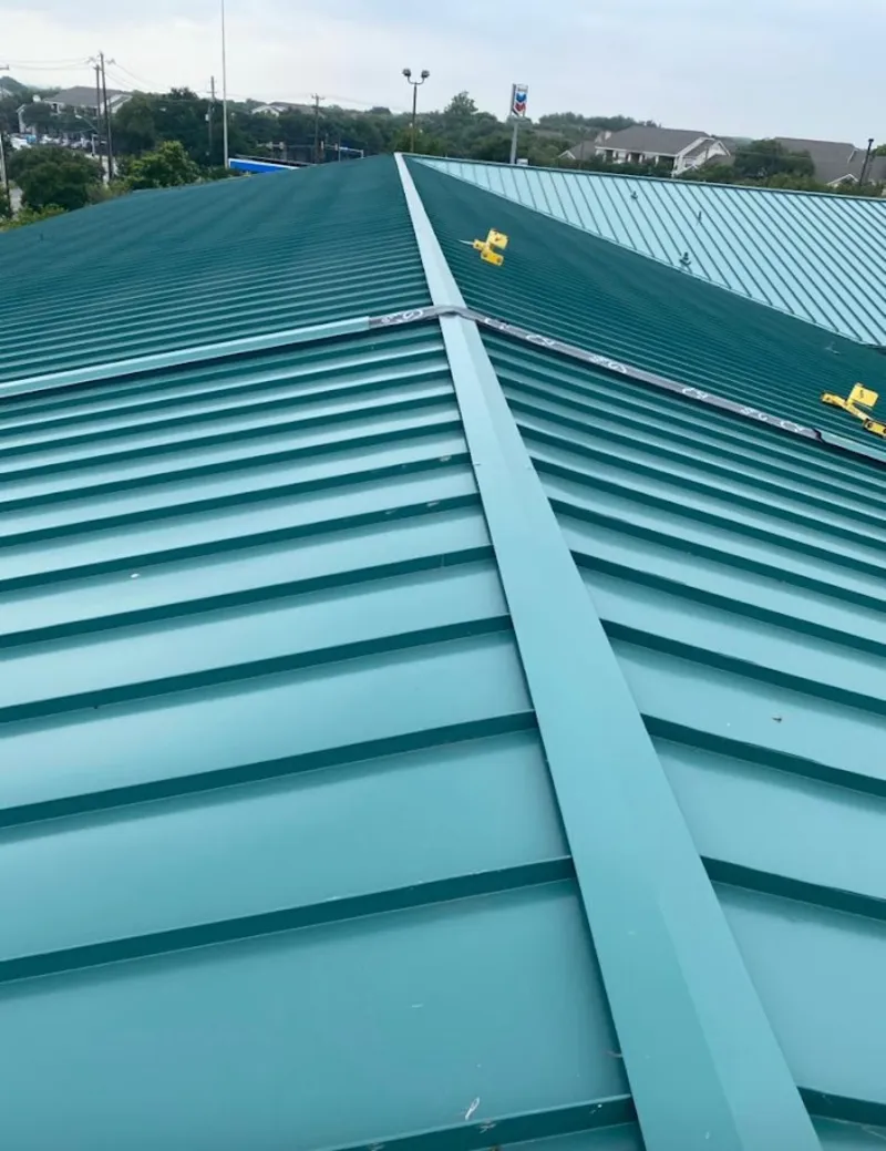 Green commercial metal roof ridge and valley for Metal Roof Repair in Rhinebeck